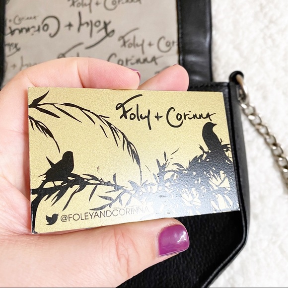 Foley + Corinna Plated Mini Leather Chain Crocodile Small Crossbody Bag Black - Picture 15 of 16